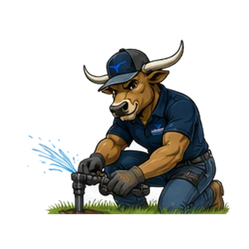 Buck adjusting a sprinkler head