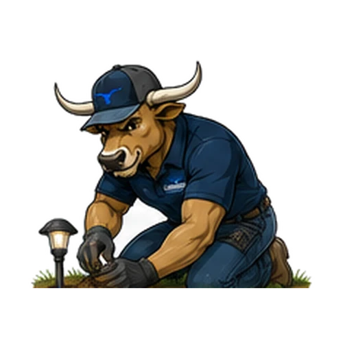 Buck installing a landscape path light